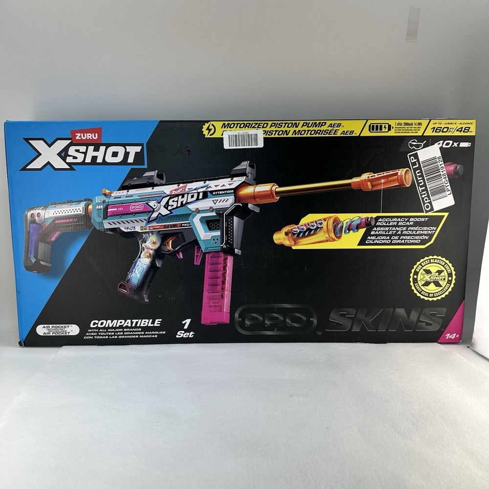 ZURU X-Shot Pro Skins Motorized Piston Pump AEB Half Dart Blaster 40 Darts